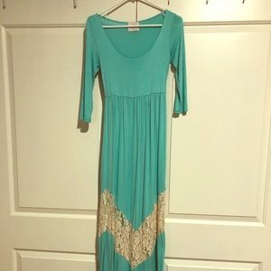 Coveted Clothing Mint Mid Sleeve Maxi Dress
